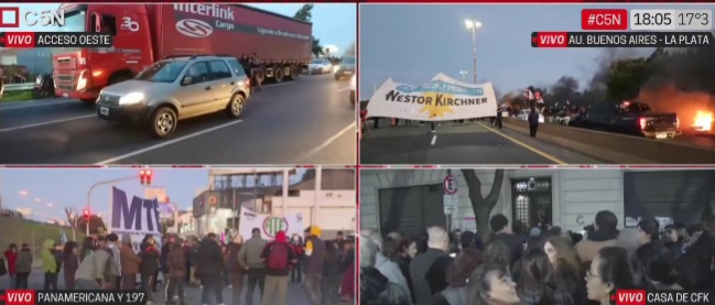 Se realizaron nuevos cortes y protestas contra la proscripción a Cristina Fernández de Kirchner