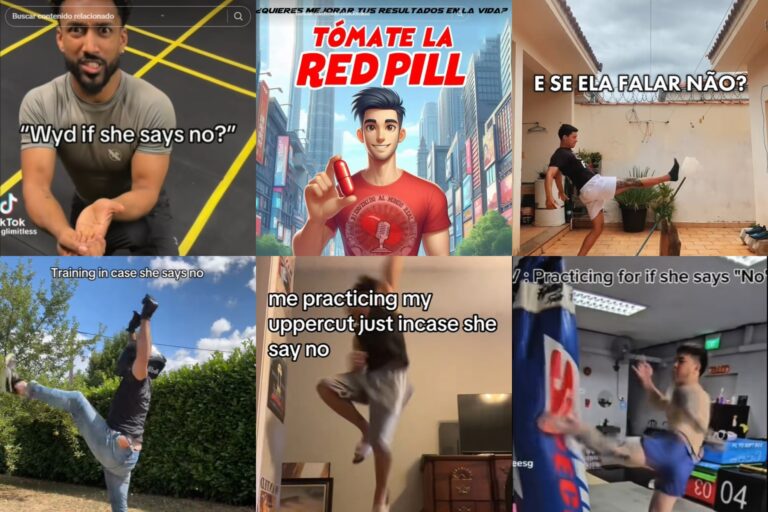Captura de pantalla de un video de TikTok con advertencia sobre contenido violento