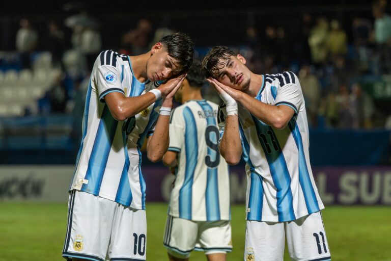 Selección Argentina Sub 17 en un partido del Campeonato Sudamericano.