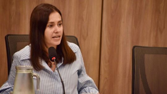 La diputada nacional Carolina Basualdo durante su asunción en la Comisión de Asuntos Municipales.