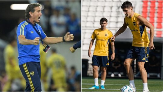 El entrenador de Boca Juniors, Claudio Úbeda, durante una conferencia de prensa.