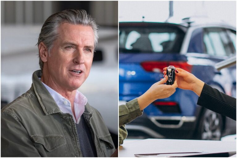 Concesionario de autos en California con carteles de precios visibles