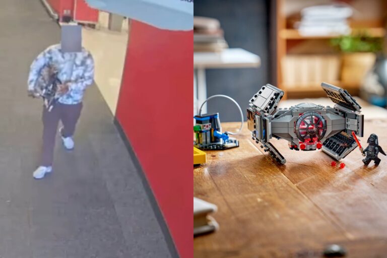 Imagen de cámaras de seguridad mostrando al sospechoso comprando sets de Lego en Target