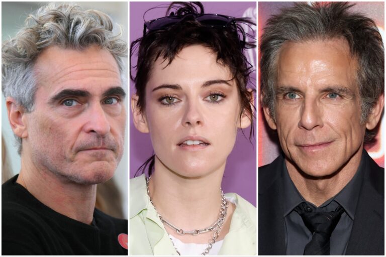 Grupo de actores y directores de Hollywood, entre ellos Jane Fonda y Joaquin Phoenix, en un set de filmación.