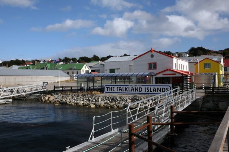 Bandera de las Islas Malvinas en el archipiélago