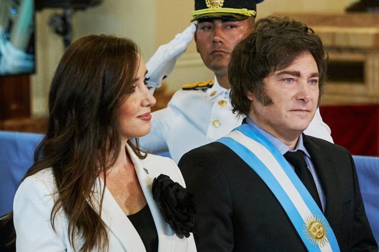 El presidente Javier Milei durante una intervención en un foro internacional.