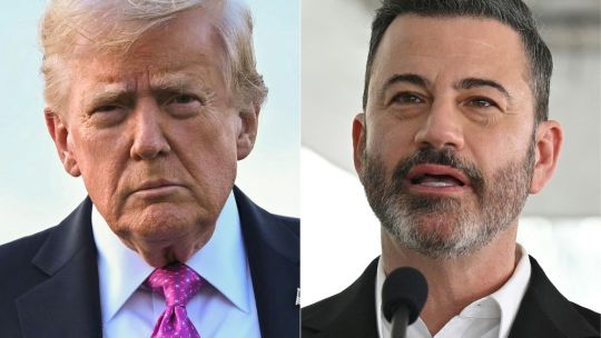 Donald Trump y Jimmy Kimmel en fotos de archivo