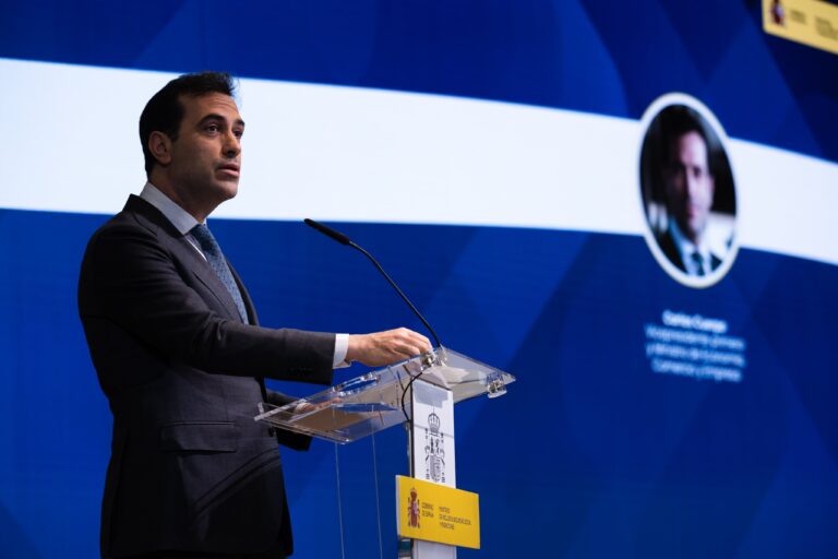 Carlos Cuerpo, vicepresidente primero del gobierno de España, durante una declaración.