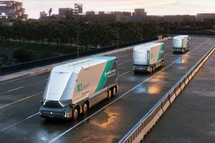 Camión autónomo sin cabina de la empresa china Kargobot en una ruta de prueba