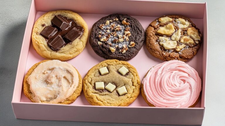 Crumble cookies sin gluten recién horneadas sobre una rejilla