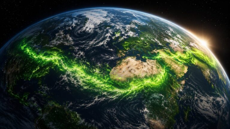 Imagen satelital de vegetación mundial mostrando desplazamiento hacia el noreste