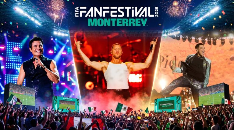 Cartel del FIFA Fan Fest Monterrey con artistas y fechas