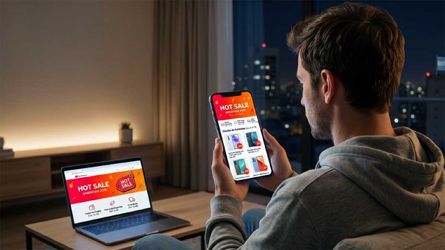 Persona usando un celular durante el Hot Sale 2026 en Argentina