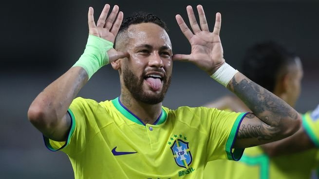 Neymar durante un partido con la selección de Brasil