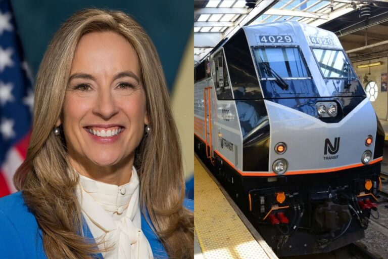 Gobernadora Mikie Sherrill en conferencia sobre mejoras en NJ Transit