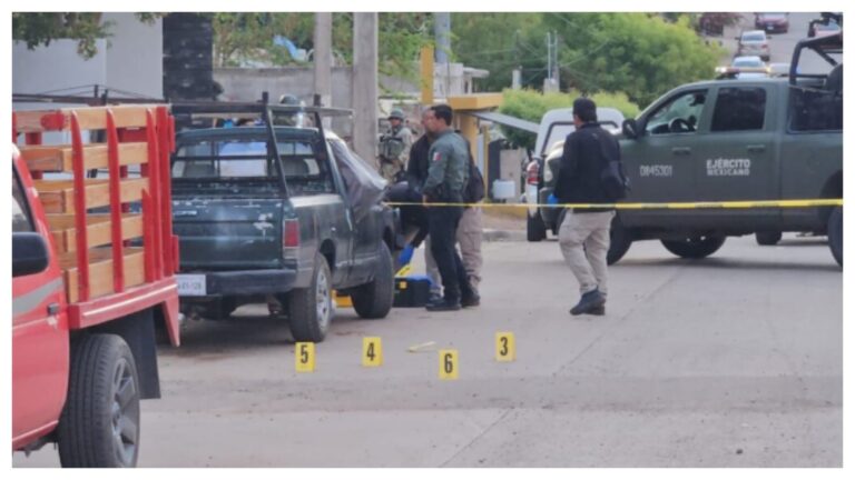 Escena del ataque a tiros en la colonia Independencia de Culiacán