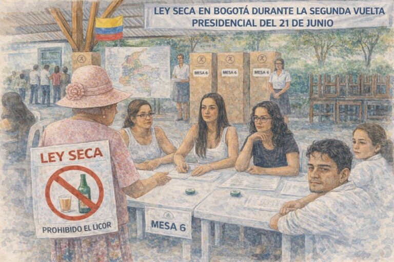 Cartel de ley seca en Bogotá durante elecciones