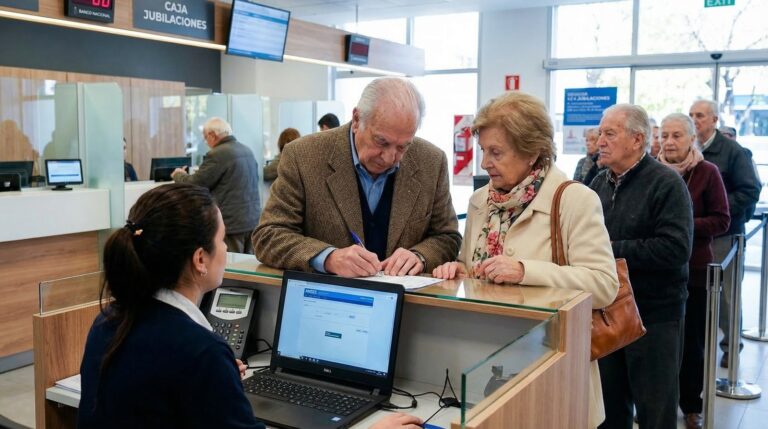 Persona mayor revisando documentos financieros en una mesa