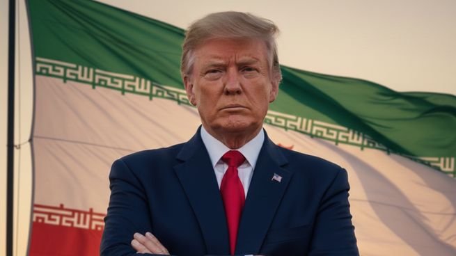 Donald Trump y bandera de Irán