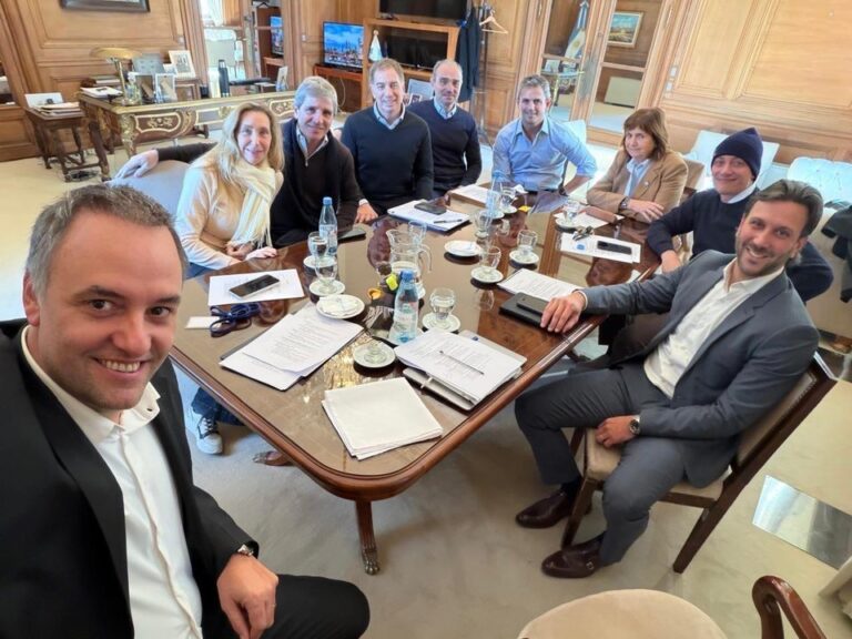 Santiago Caputo y Martín Menem en una reunión de la mesa política