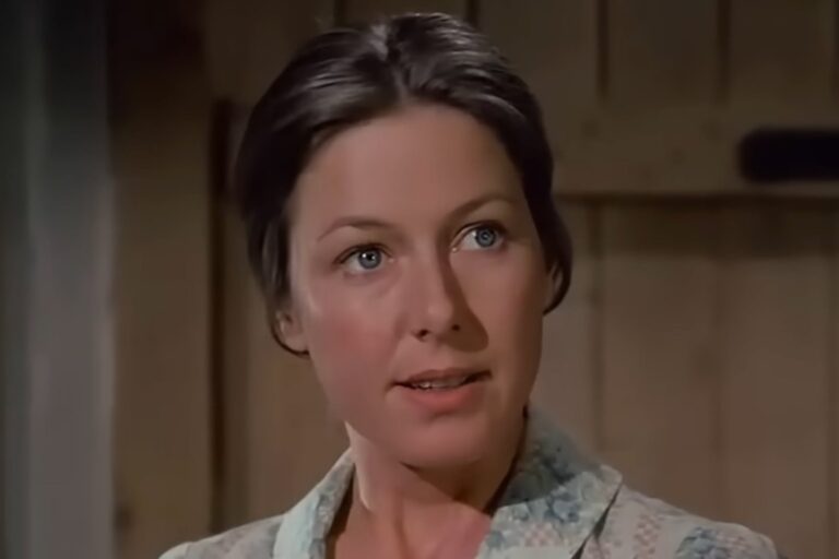 Karen Grassle en el set de La familia Ingalls