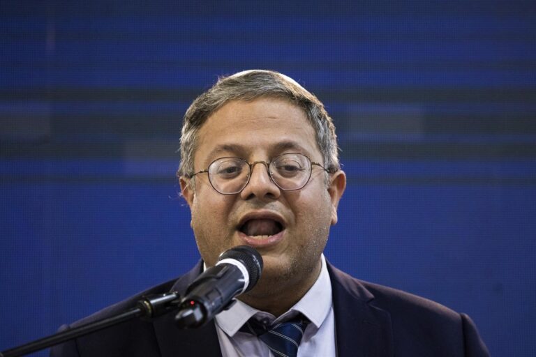 Itamar Ben Gvir, ministro de Seguridad Nacional de Israel, durante una declaración