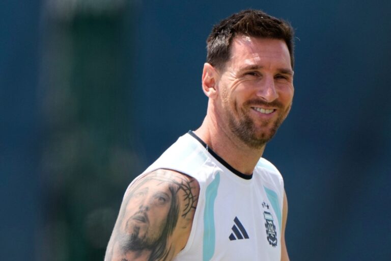 Lionel Messi durante un entrenamiento de la selección argentina en Kansas City