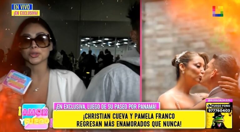 Pamela Franco y Christian Cueva durante viaje a Panamá