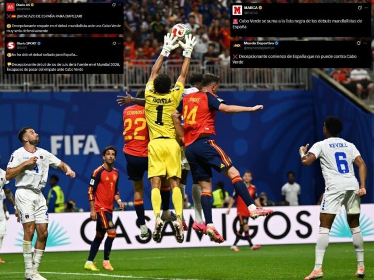 Jugadores de España y Cabo Verde durante el partido de la primera fecha del grupo H del Mundial 2026