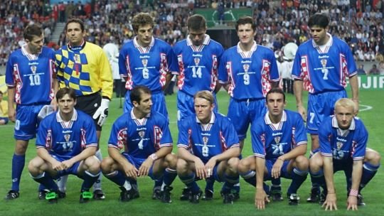 Jugadores de la selección de Croacia celebrando en el Mundial de 1998