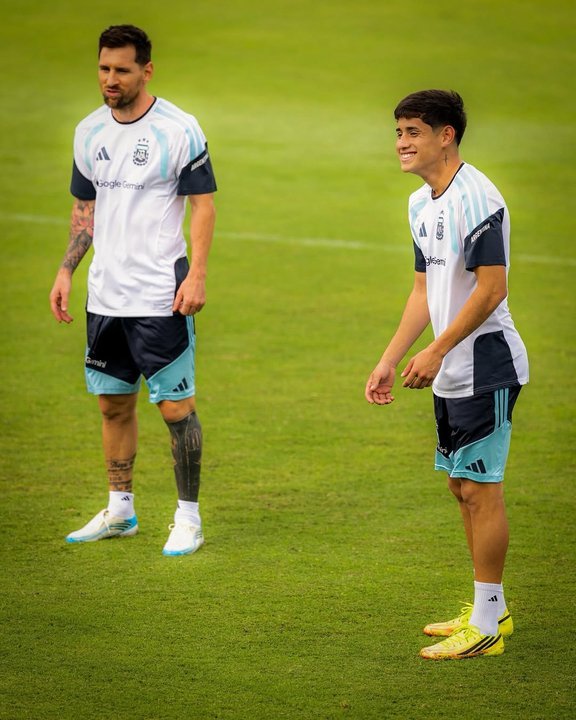Tomás Aranda durante un entrenamiento de la Selección argentina