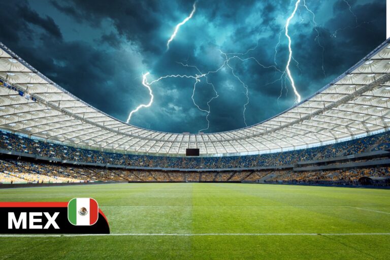 Estadio Azteca con nubes de tormenta antes del partido inaugural del Mundial 2026