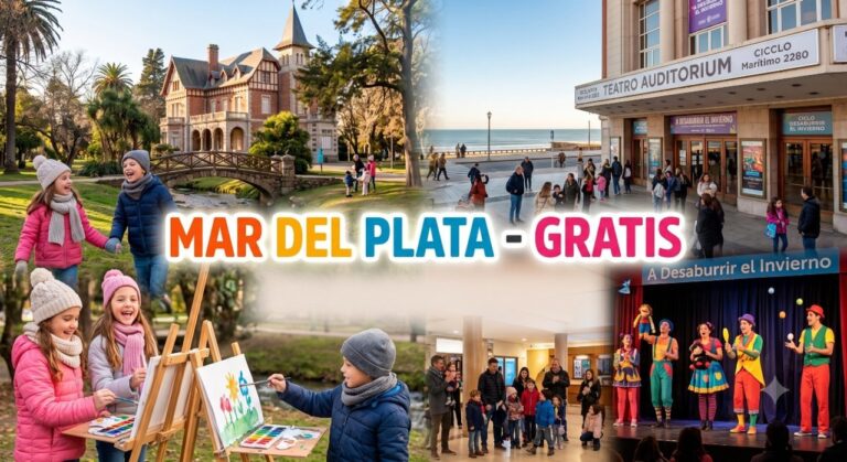 Niños participando en actividades culturales gratuitas en Mar del Plata durante vacaciones de invierno 2026