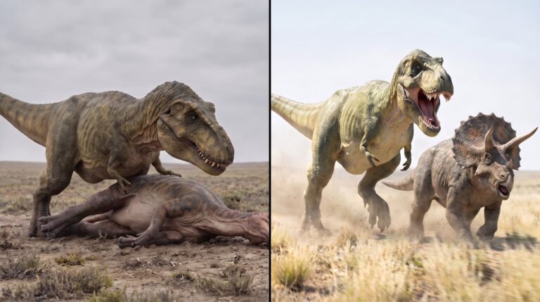 Fósiles de Edmontosaurus annectens con marcas de dientes de Tyrannosaurus rex