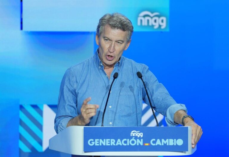 Alberto Núñez Feijóo durante su intervención en el XVI Congreso Nacional de NNGG en Valladolid