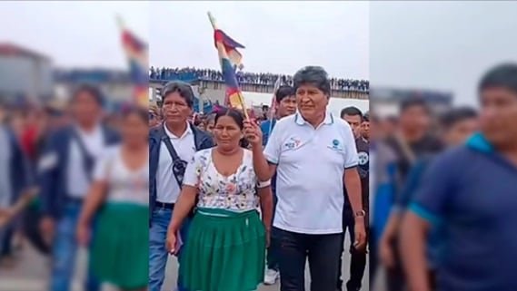 Evo Morales durante una manifestación en Bolivia