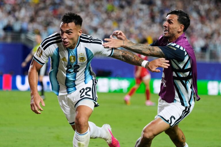 Selección argentina de fútbol celebrando un gol en el Mundial 2026