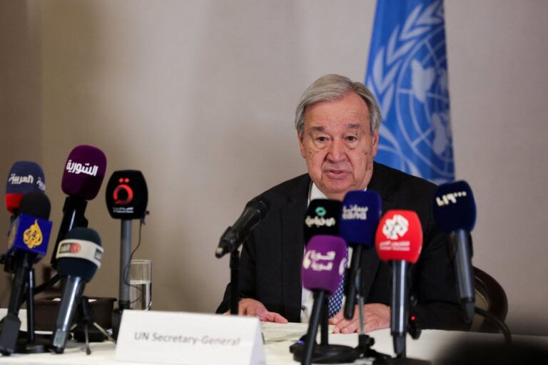 António Guterres durante rueda de prensa en Damasco
