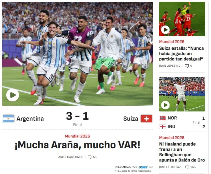 Jugadores de la selección argentina celebrando tras la victoria ante Suiza en el Mundial 2026