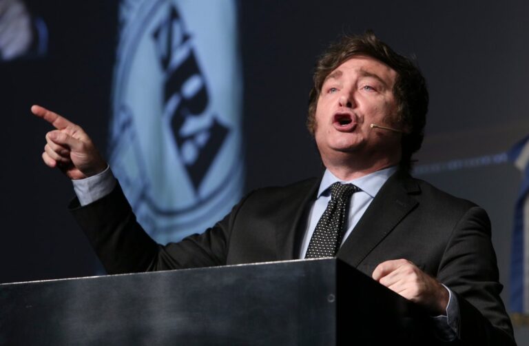 El presidente Javier Milei durante el mensaje de presentación del proyecto de reforma de la Carta Orgánica del Banco Central