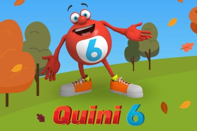 Cartón de Quini 6 con números y bolillas de lotería
