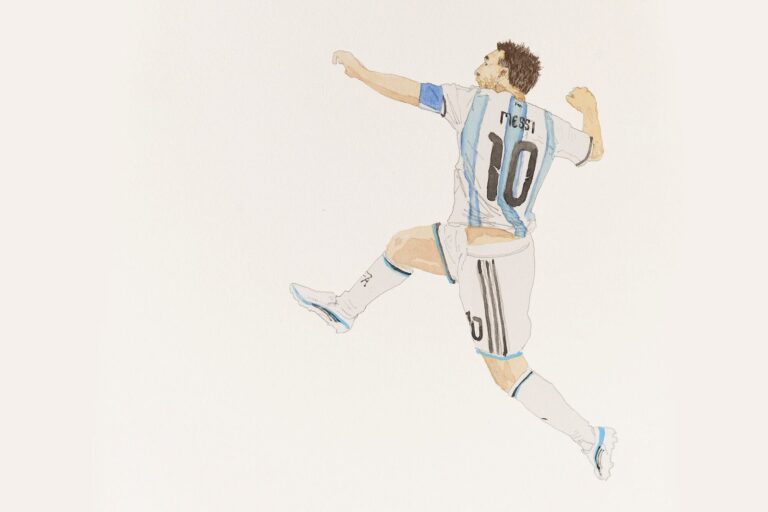 Acuarela de Lionel Messi realizada por Sofía Wiñazki