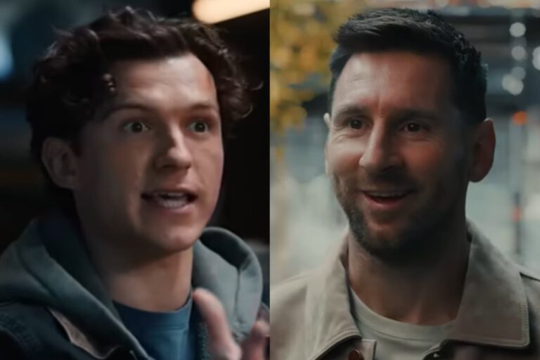 Tom Holland y Lionel Messi en campaña publicitaria de Spider-Man
