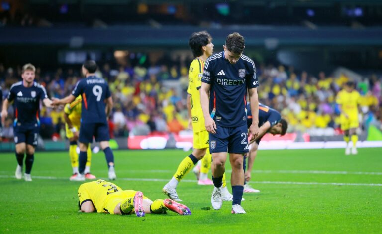 Jugadores del Club América celebran un gol ante San Diego FC en el Estadio Azteca durante la Leagues Cup 2026