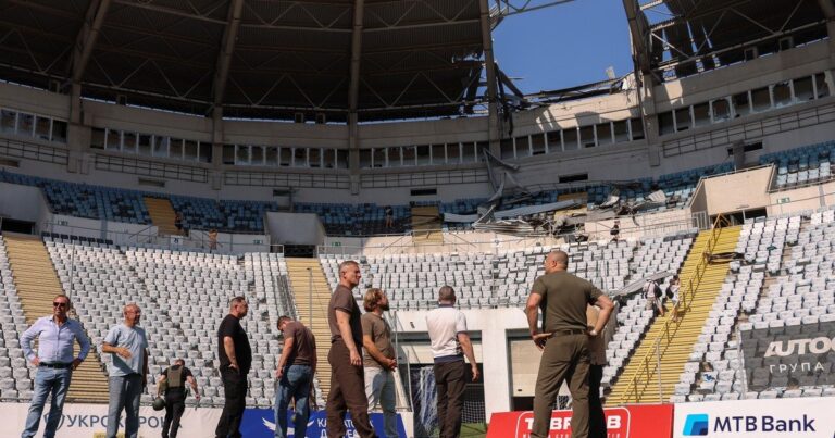 Estadio Chornomorets en Odesa con daños por ataque ruso
