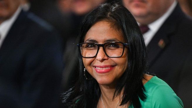 Delcy Rodríguez durante anuncio del acuerdo petrolero con Estados Unidos
