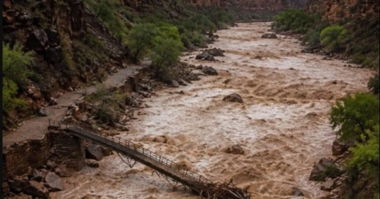 Vista del Gran Cañón en Arizona, Estados Unidos, afectado por inundaciones