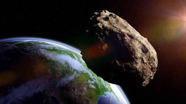 Representación del asteroide 99942 Apophis acercándose a la Tierra