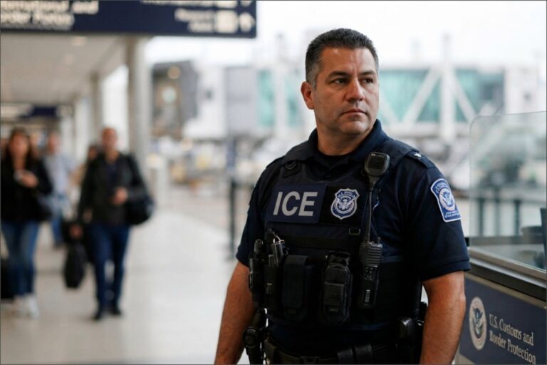 Agente del ICE en un aeropuerto de Estados Unidos