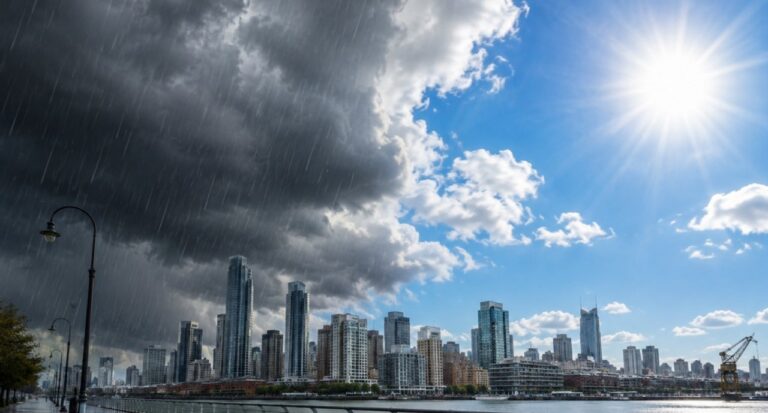 Cielo nublado sobre la Ciudad de Buenos Aires